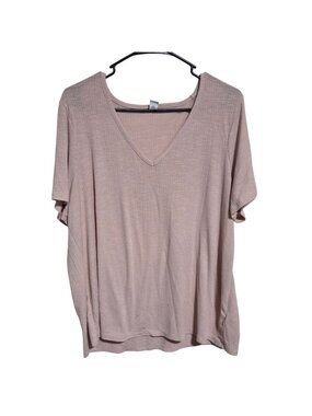 Old Navy Luxe Top Womens Size XL Pink V Neck Short Sleeve Top Shirt Tee Casual